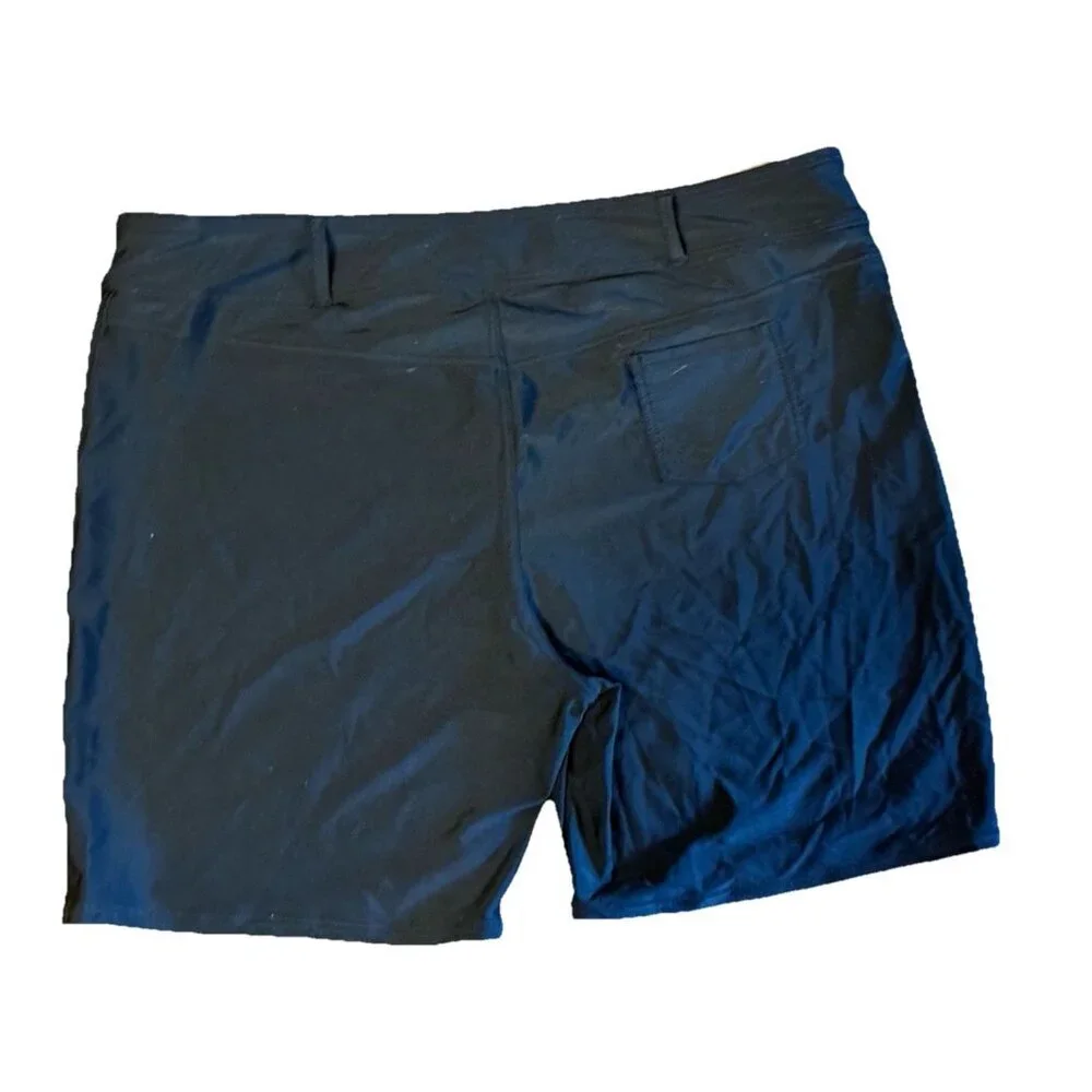 Women Resort Swim Shorts 2XL Black Stretch 6” Inseam Belt Loops and Small Pocket